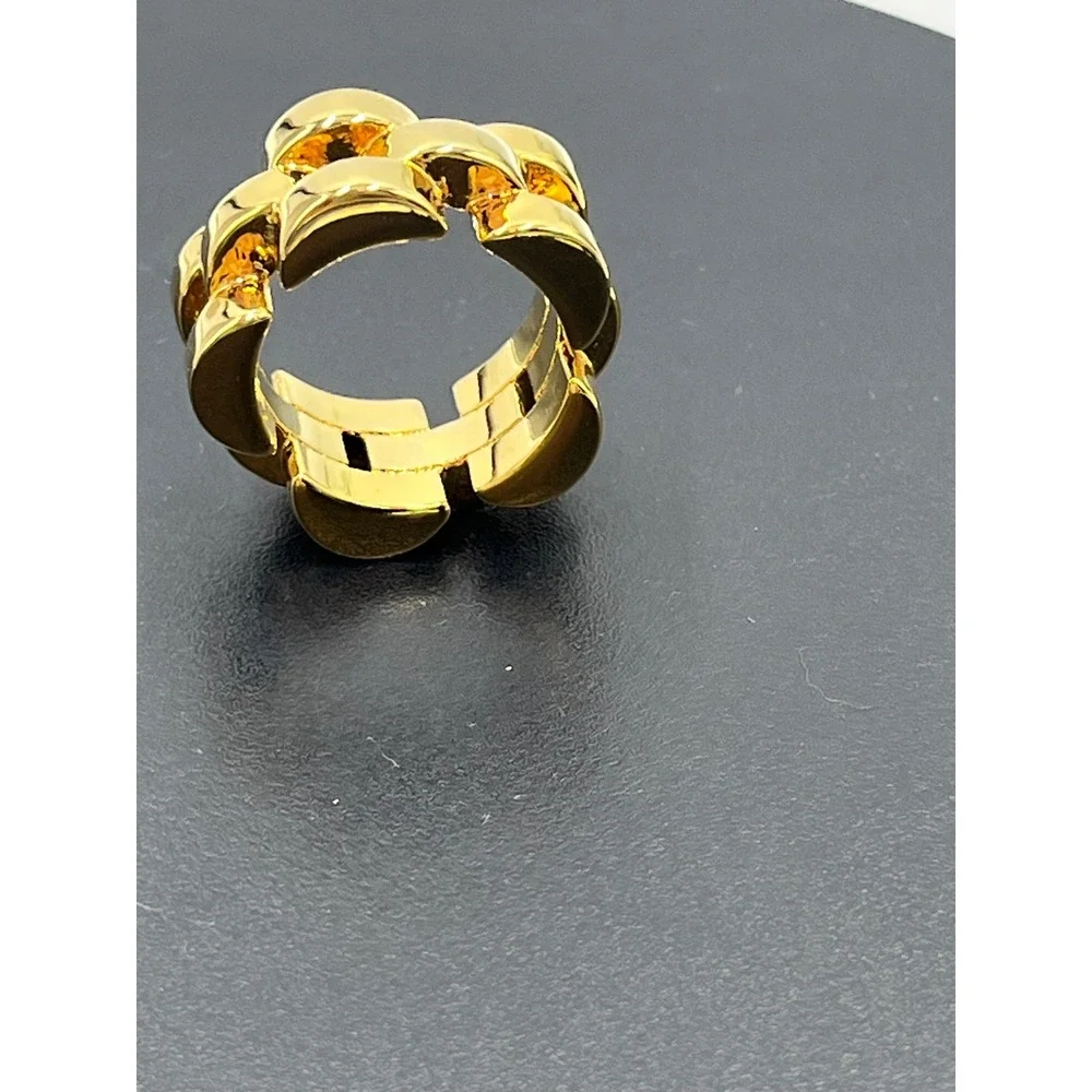 Kate Spade Rolly Sliced Scallops Gold‎ Plated Heavy Chain Link Ring Sz 7